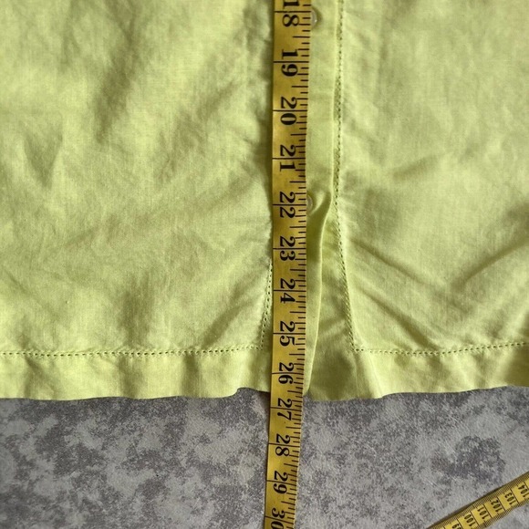 David N Linen Blend Collared Long Sleeve Button Down Shirt Neon Yellow Large P - Picture 8 of 11